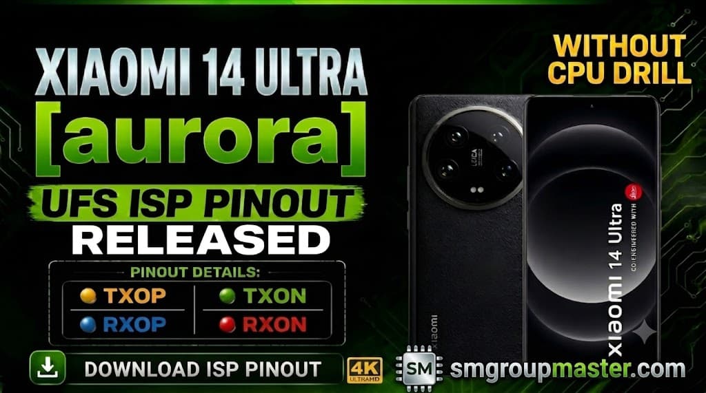 Preview image for Xiaomi 14 Ultra (aurora) – UFS ISP Pinout Without CPU Drill